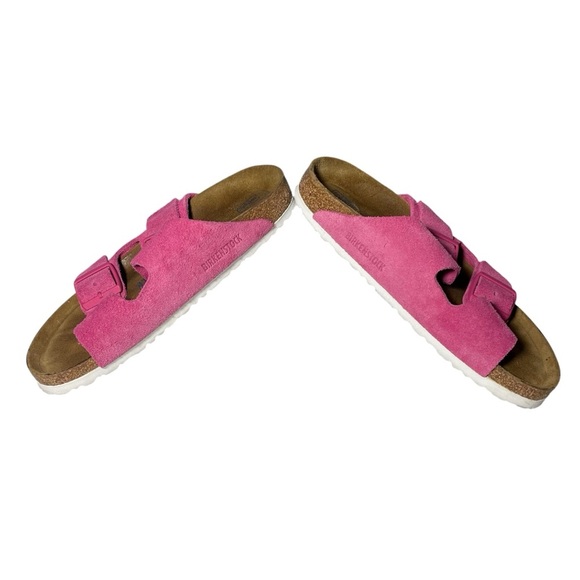 Birkenstock Arizona Soft Footbed Suede Leather Size 38 L7 M5 Fuchsia Tulip - Picture 3 of 7